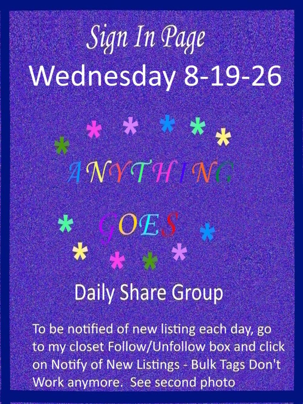 Wednesday 8-19-26 Anything Goes Share Group - Part One Sign In Page